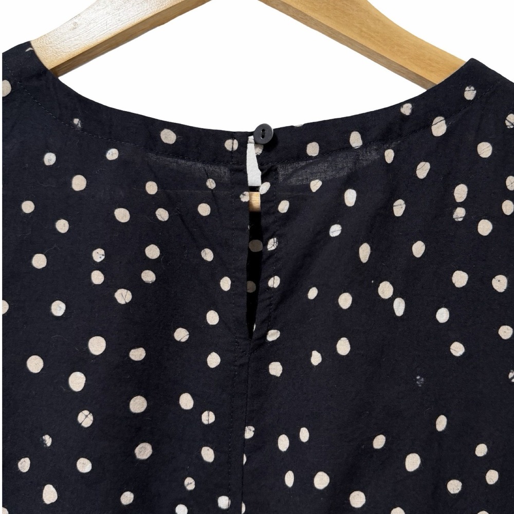 Eileen Fisher Womens Organic Cotton Polka Dot Shift Mini Dress Size LP Black - Picture 3 of 6